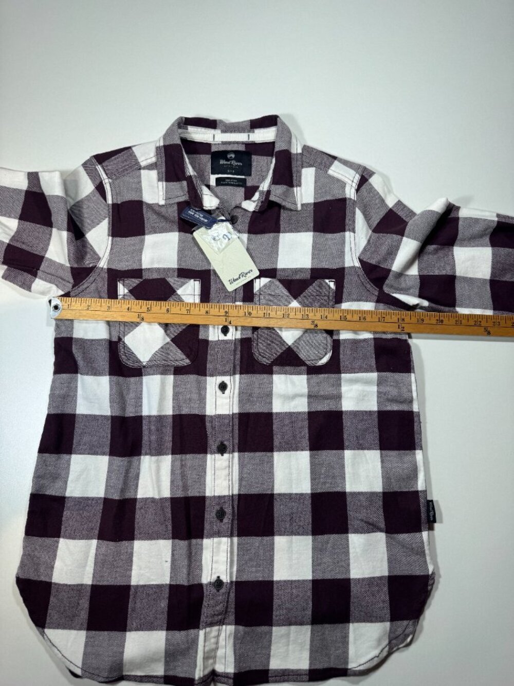 Wind River Burgundy Buffalo Plaid Button-Up Flannel Shirt NWT Small - Picture 6 of 14